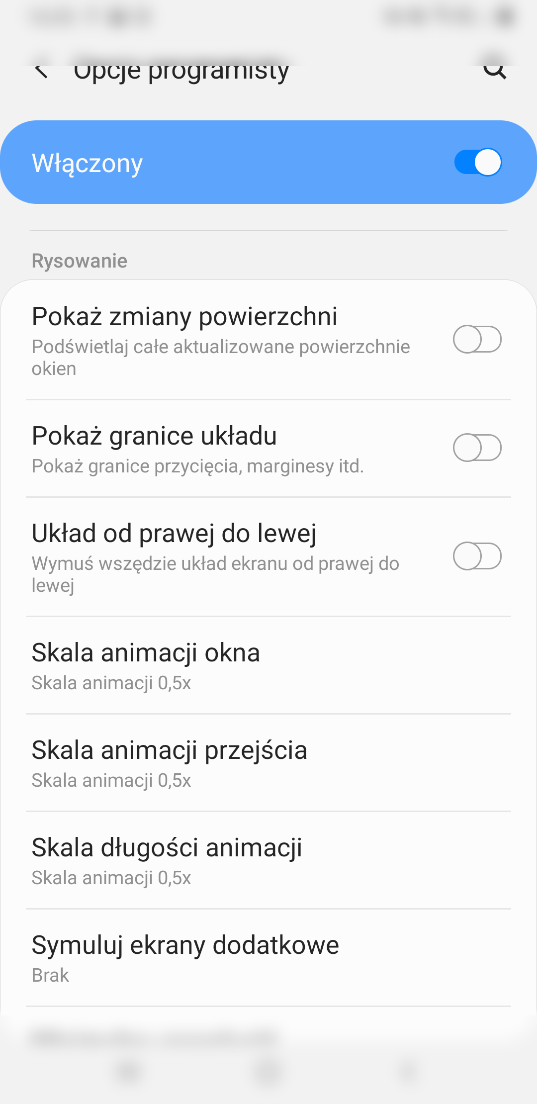 Ustawienia animacji 0.5x